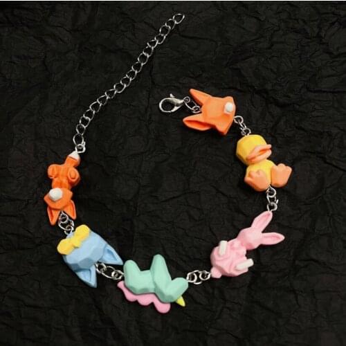 2021 Ins Hot trend Harajuku style Candy Color Small Fresh Cut Three Dimensional Fox Rabbit Bulldog Unicorn Animal Girl Bracelet