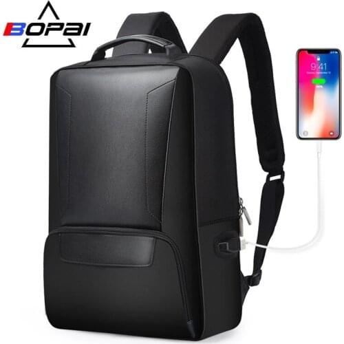 BOPAI Men Fashion Laptop Backpack Waterproof USB Charging 15.6 Inch Shoulders Back Pack Anti-Theft Travel School Backpacking