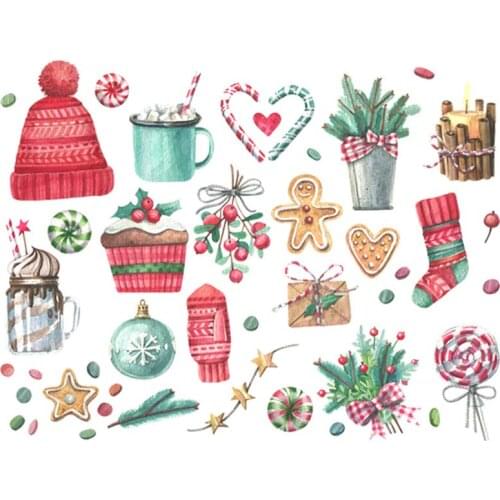 Set Of Christmas Stickers On Shirt Diy Bag Jeans Decoration Washable Heat Transfer Iron On Patches Boho Christmas Elements