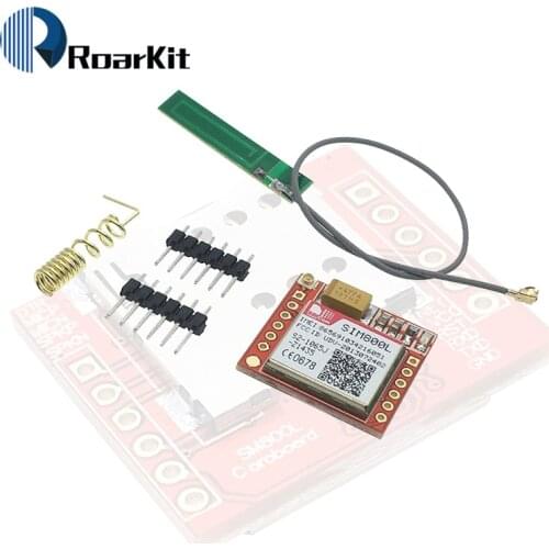 Free Shipping! Smallest SIM800L GPRS GSM Module MicroSIM Card Core BOard Quad-band TTL Serial Port with the antenna