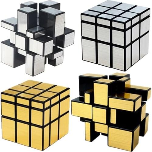 New QIYI Mirror Magic Cube 3x3x3 Magic Speed Cube Silver Gold Stickers Professional Puzzle Cubes Toys Mirror Blocks