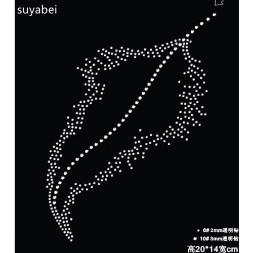 Hollow out feather hot fix rhinestone transfers iron on rhinestone transfer designs hot fix rhinestone applique for embellish