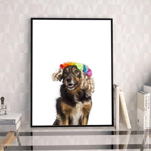 Pug Dog With Hair Rulers Posters and Prints Funny Dachshund or Sausage Dog Border Collie Art Canvas Painting Hairdresser Gift