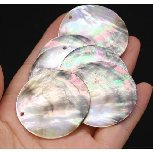 4Pcs Natural Shell Pendant Mother Of Pearl Round Black Shell Pendant For Jewelry Making DIY Necklace Earrings Accessory