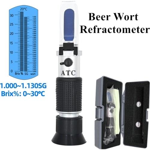 Brix Refractometer Beer Wort Refractometer Dual Scale - Specific Gravity 1.000-1.300 and Brix 0-32% with retail box 40% off