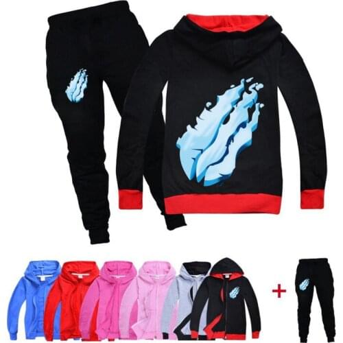 Hooded zipper shirt PRESTONPLAYZ fashion trend childrens clothing boys and girls jacket trousers spring and autumn sports suit