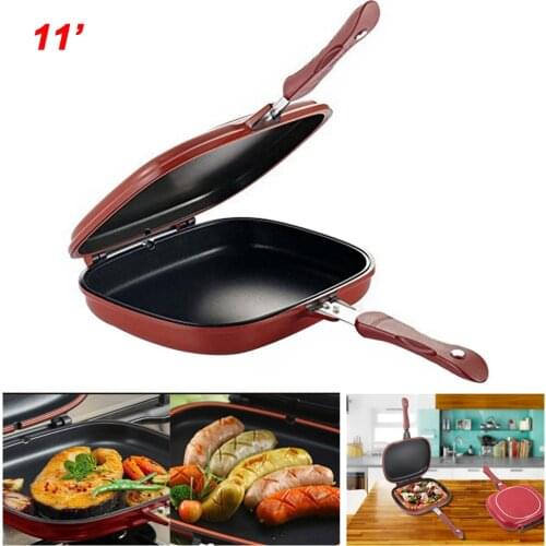 Folding Double-Sided Non-Stick Flat Bottom Frying Pan Breakfast Bread Barbecue Kitchen Baking Maker Pan For Butane Gas Stoves
