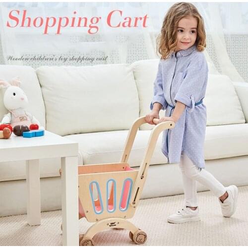 ToyWoo childrens toys Wooden shopping cart girls supermarket baby cart children play house boy toys