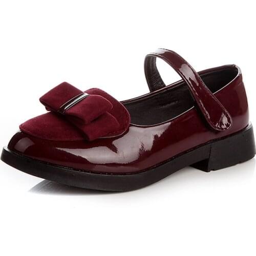 Children Princess Leather Shoes Pu 3 Colors Casual Baby Black Red Girls Fashion Sport Shoes Wedding Party Performance Dance Shoe