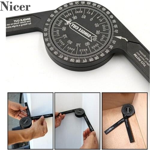 Angle Finder Miter Gauge Aluminum Miter Saw Protractor Wood Square Woodworking Cutting Positioner 360 Degree Angle Gauge Ruler