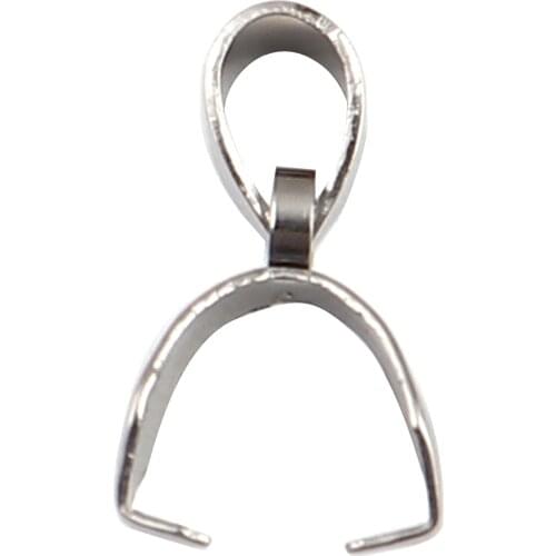 8Seasons Handmade Stainless Steel Pendant Pinch Bails Clasps Silver Color DIY Making Necklace Jewelry Findings 16mm x 4mm, 10PCs