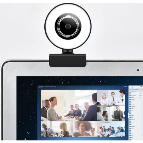 Webcam 1080P mini camera Fill Light Webcam with Microphone 360 degree PC Camera for Video Live Calling usb camera Webcamera