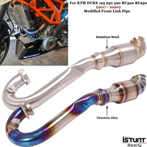 For DUKE KTM 125 250 390 RC390 2017-2020 Motorcycle Exhaust System Modified Titanium Alloy Front Link Pipe Catalyst Delete Pipe