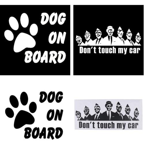 Funny Don't touch my car/Baby Pet Dog on Board Styling Vinyl Decal Car Sticker Reflective Warning Sign Dacel White/Black