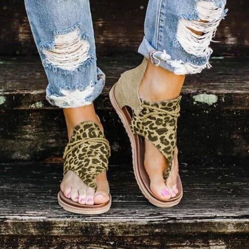 2020 Top seller Women sandals Leopard Pattern Large Size Rome Sandals Womens Anti-slip Hot Selling Wedges Summer shoes