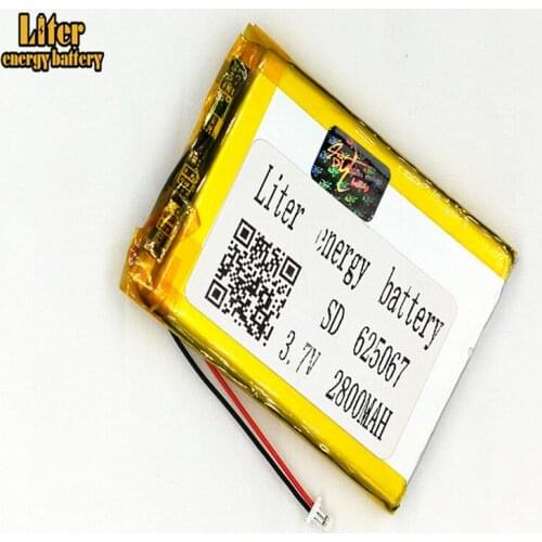 1.0MM 2pin connector 625067 2800mah 3.7V rechargeable li-polymer battery pack for e-books GPS PDA