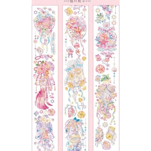 1 Loop Size Chime Blossom Crystal Ink Pet Washi Tape Sample Decorative Sticker Label 100cm