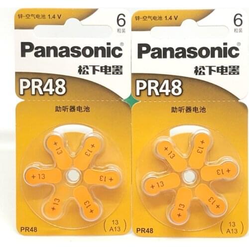 60pcs/lot Panasonic PR48 Battery Hearing Aid 13 A13 Deaf-aid Acousticon Cochlear Button Coin Cell Batteries PR 48,6pcs/card