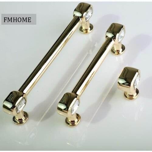96 128mm bright gold glass crystal kitchen cabinet wine cabinet drawer tv cabinet cupboard dresser handle knob fashion luxury 5"