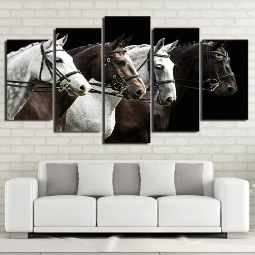 DIY diamond Painting 5Piece diamond embroidery Black And Brown Horse Race Canvas Art Home Decor full diamond mosaic cross stitch