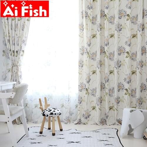 American Pastoral Insulation Flower Plant Semi Blackout Curtains Suitable For Living Room French Terraces Sliding Glass Doors #4