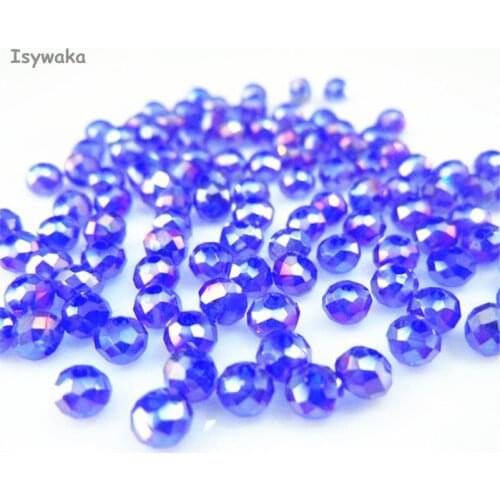 Isywaka Deep Blue AB Color 3*4mm 145pcs Rondelle Austria faceted Crystal Glass Beads Loose Spacer Round Beads for Jewelry Making