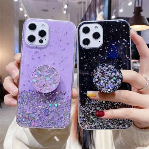 Glitter Bling Stand Holder Case For oppo a31 a9 a5 2020 a91 a52 a92s a73 a15 a55 realme 5 6 x7 pro xt c12 c15 v5 7i c2 x50 c11