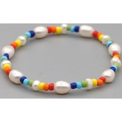 Go2Boho Rainbow Seed Beads Bracelet Summer Beach Pearl Natural Pearls Vsco Girl Wholesale Bracelet Women Jewellery Boho Handmade