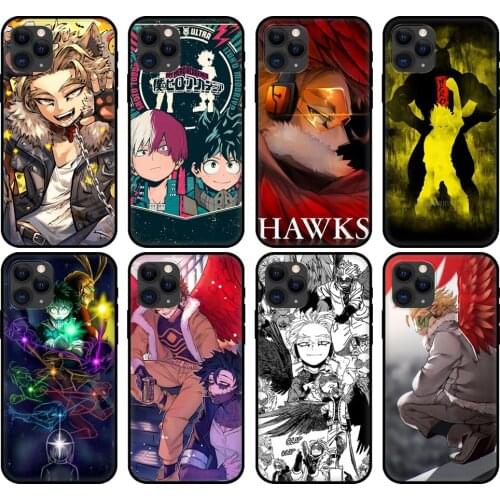 Black tpu case for iphone 5 5s se 2020 6 6s 7 8 plus x 10 XR XS 11 12 mini pro MAX back cover BNHA Hawks Coat Anime