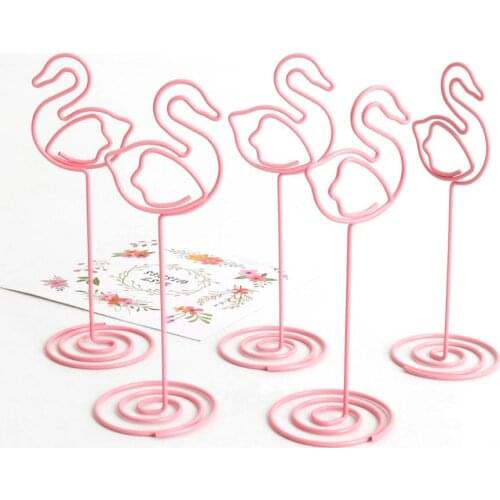 10pcs Pink Swan Table Number Name Place Cards Holders Stands Memo Note Photo Clips Wedding Birthday Party Table Decorations