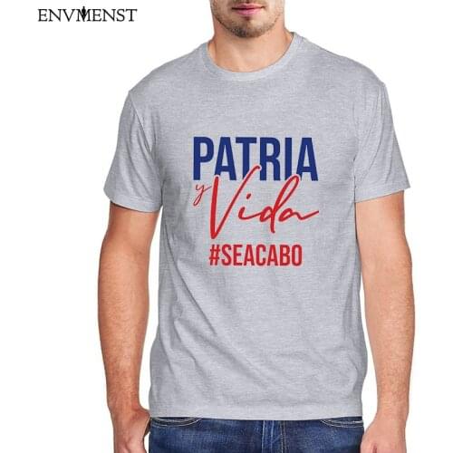 Funny Patria Y Vida Cuban Pride SEACABO T-Shirt 100 Cotton Black Cuba Letter Graphic Tee Tops Vintage Mens Harajuku T Shirt 3XL
