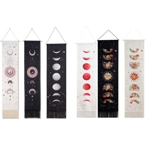 HD Printing Bohemian Flower Moon Phases Tapestry Wall Art Hanging Tapestries Background Wall Paintings