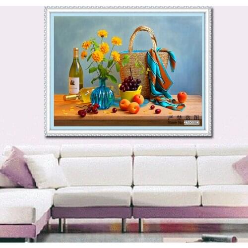 5D DIY Diamond Painting Fruit Basket Posters Diamond Painting Cross Stitch Flower Vase & Bottle Needlework Home Decorative