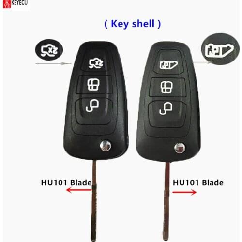 KEYECU Flip Remote Key Shell 3 Button for Ford Connect Focus Mondeo Fiesta Transit C Max HU101