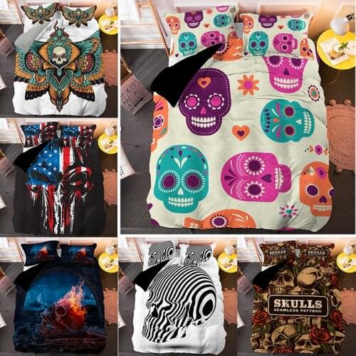 3D Bedding Set Skull Print Duvet Cover Pillowcase Comforter