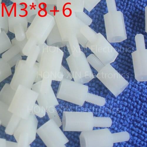 M3*8+6 white 1pcs 8mm Nylon Standoff Spacer Standard M3 Male-Female Standoff Kit Repair Set High Quality PC tool