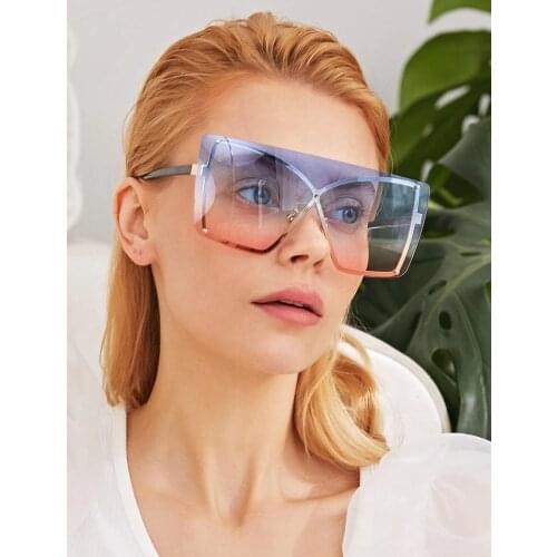 Fashion Rimless Sunglasses Summer UV400 Eyewear 2021 Newest Trendy Women Bling Rhinestone Sun Glasses Shades oculos