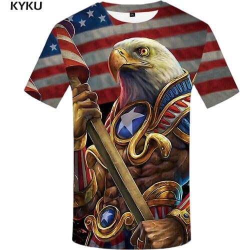 KYKU Eagle T shirt Men american flag t-shirt 3d Print Metal Tshirt Shirt Animal Tshirts Casual Anime Clothes Mens Short Sleeve