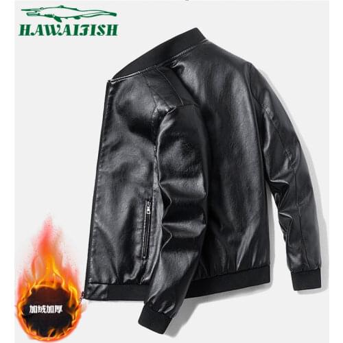 Hawaifish brand mens leather jacket spring and autumn new popular Korean style clothes slim thin fashion high quality coat