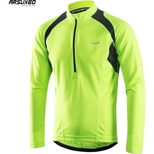ARSUXEO Mens Half Zipper Cycling Jerseys Bicycle Bike Shirt Long Sleeves MTB Mountain Bike Jerseys Clothing Wear 6031