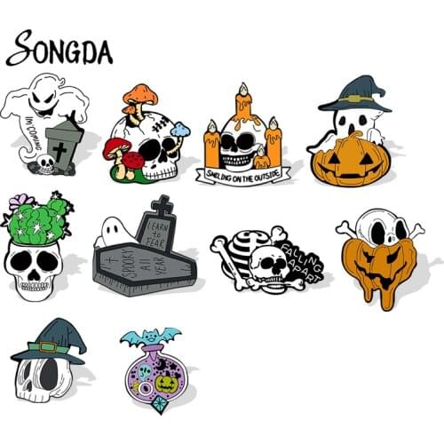 Happy Halloween Pumpkin Skull Soft Badges Ghost Series Brooch Cartoon Specter Acrylic Lapel Pin Jeans Shirt Bags Punk Jewelry