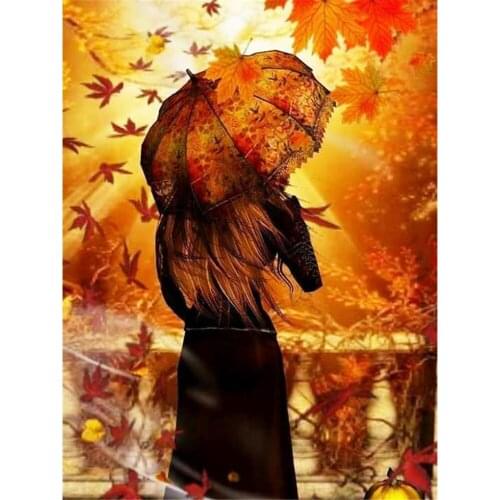 Woman Umbrella DIY Cross Stitch Embroidery 11CT Kits Needlework Craft Set Printed Canvas Cotton Thread Home Decoration Sale