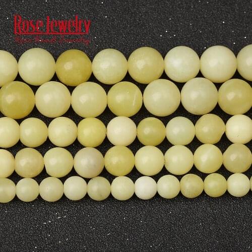 Free Shipping Natural Stone Yellow Lemon Jades Round Loose Beads 15'' Strand 4 6 8 10 12 Mm for Jewelry Making