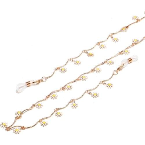 New Fashion Gold Enamel Alloy Flower Reading Glasses Chain for Women Eyeglass Lanyard Face Mask Holder Straps Eyewear Retainer