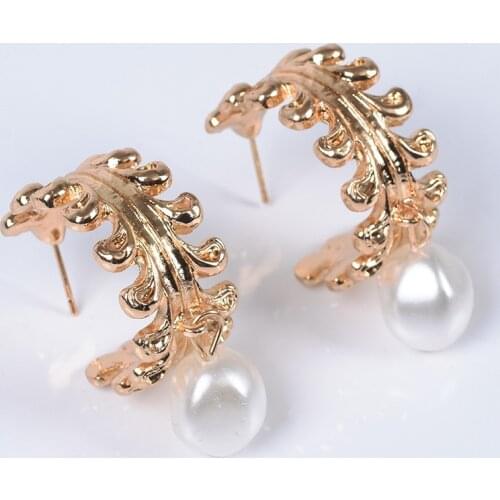 New ZA Big Pearl Pendants Earring For Women Gold Color Metal Drop Earrings Jewelry Brincos 2019 Gift