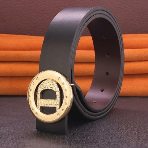 Round D letter men belt brand leather belt Waist strap Cowskin fashion luxury designer Casual cowboy high quality ceinture homme