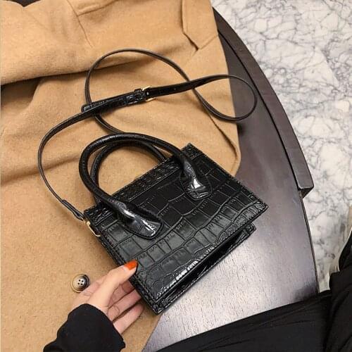 Luxury Stone Pattern Small Bag Female 2021 New Trendy Patent Leather Shiny Messenger Bag Fashion Lady Portable Small Square Bag