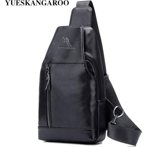 KANGAROO Luxury Brand Leather Men Chest Bags Fashion Travel Crossbody Sling Bag Casual Male Messenger Bag For Men Chest Pack