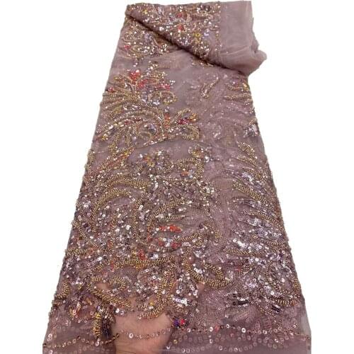 Embroidered beaded 3d lace flowers latest Nigerian lace styles french party tulle lace fabrics 5yards stones African lace fabric