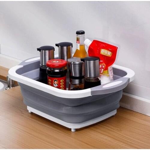 Foldable Cutting Board Chopping Blocks Tool Silicone Drain Cutting Board Basket Dish Tube With Draining Plu Fruit Washing Basket